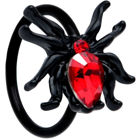 20G 5/16 Red Gem Black Sexy Little Spider Halloween Nose Hoop