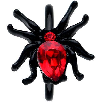 20G 5/16 Red Gem Black Sexy Little Spider Halloween Nose Hoop