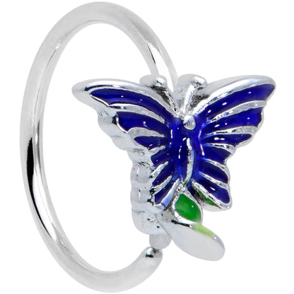 20G 5/16 Beautiful Blue Butterfly Nose Hoop
