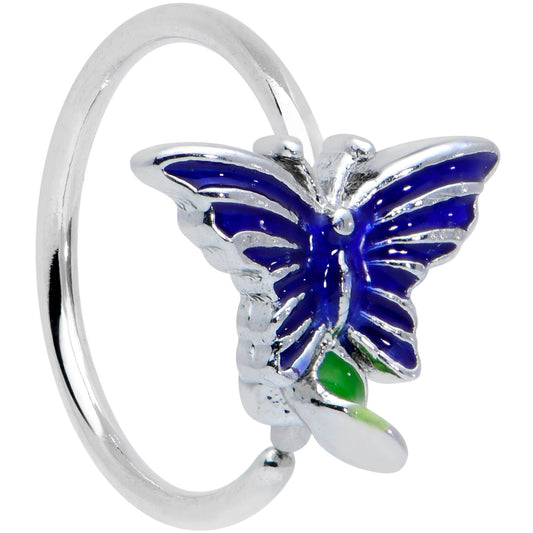 20G 5/16 Beautiful Blue Butterfly Nose Hoop