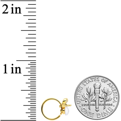 20G 5/16 White Faux Opal Gold Tone Insect Nose Hoop