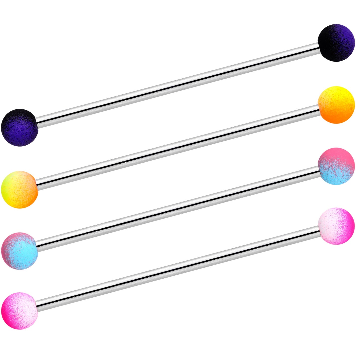 14G Pink Brown Ombre Soft Finish Industrial Barbell 38mm Set of 4