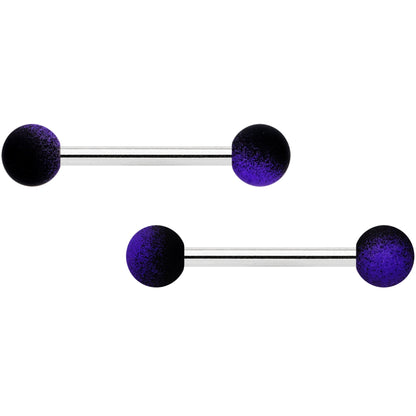 14G 9/16 Purple Black Ombre Soft Finish Barbell Nipple Ring Set