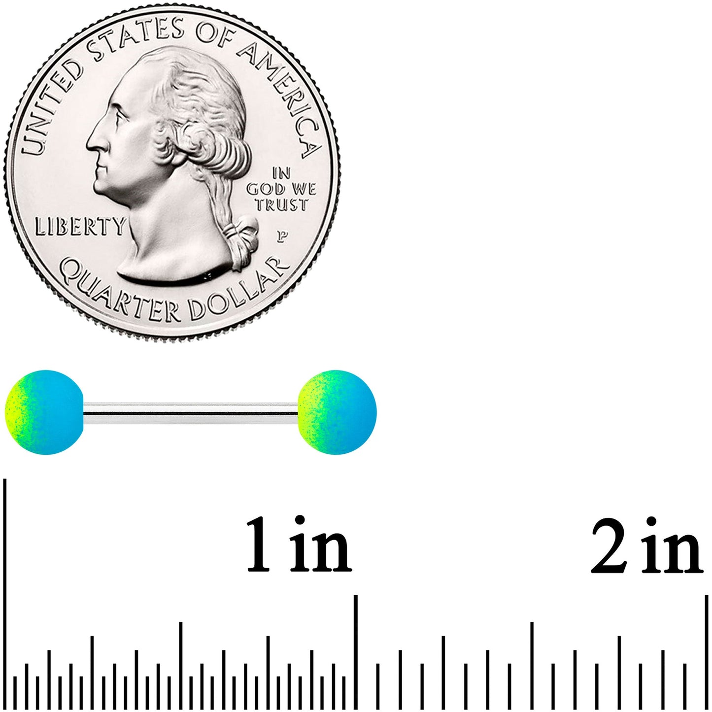 Blue Green Ombre Soft Finish Barbell Tongue Ring