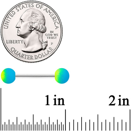 Blue Green Ombre Soft Finish Barbell Tongue Ring