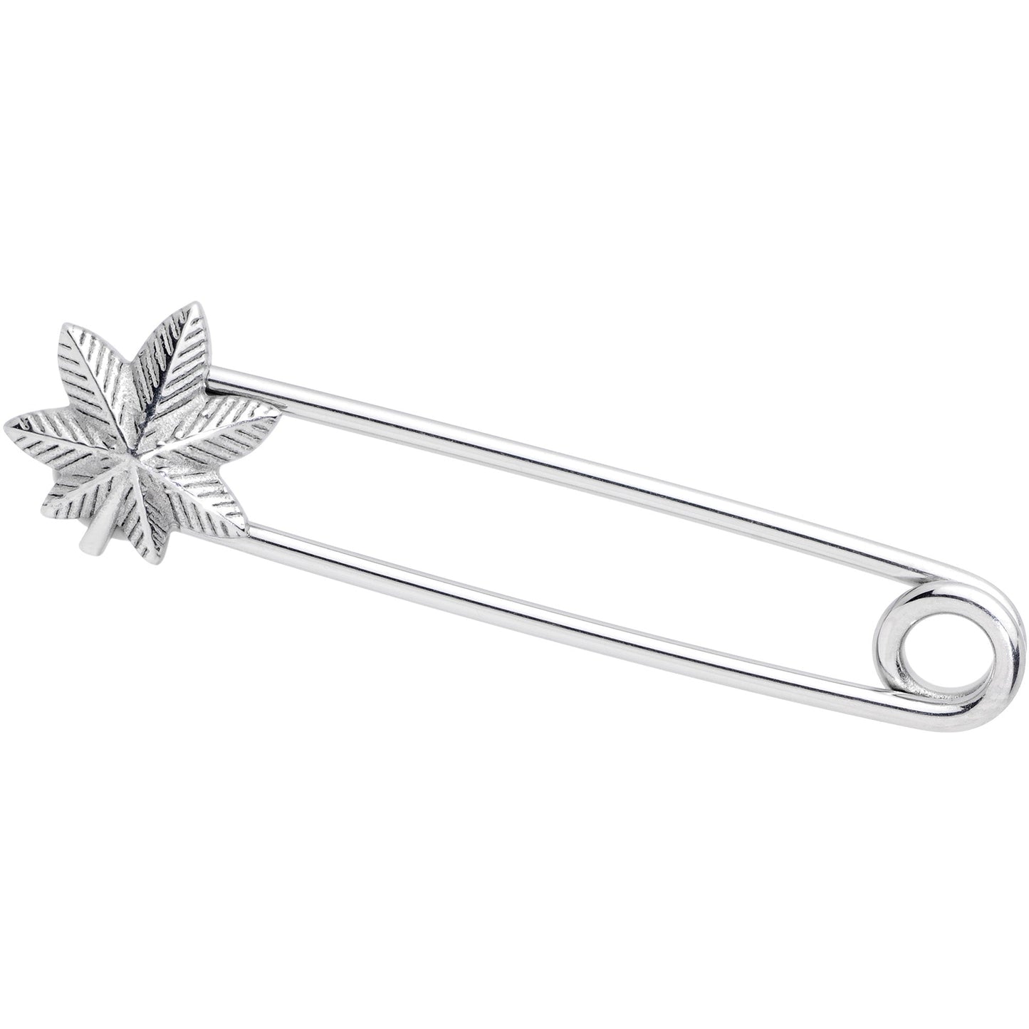 14G Pot Leaf Punk Rock Safety Pin Industrial Barbell 38mm