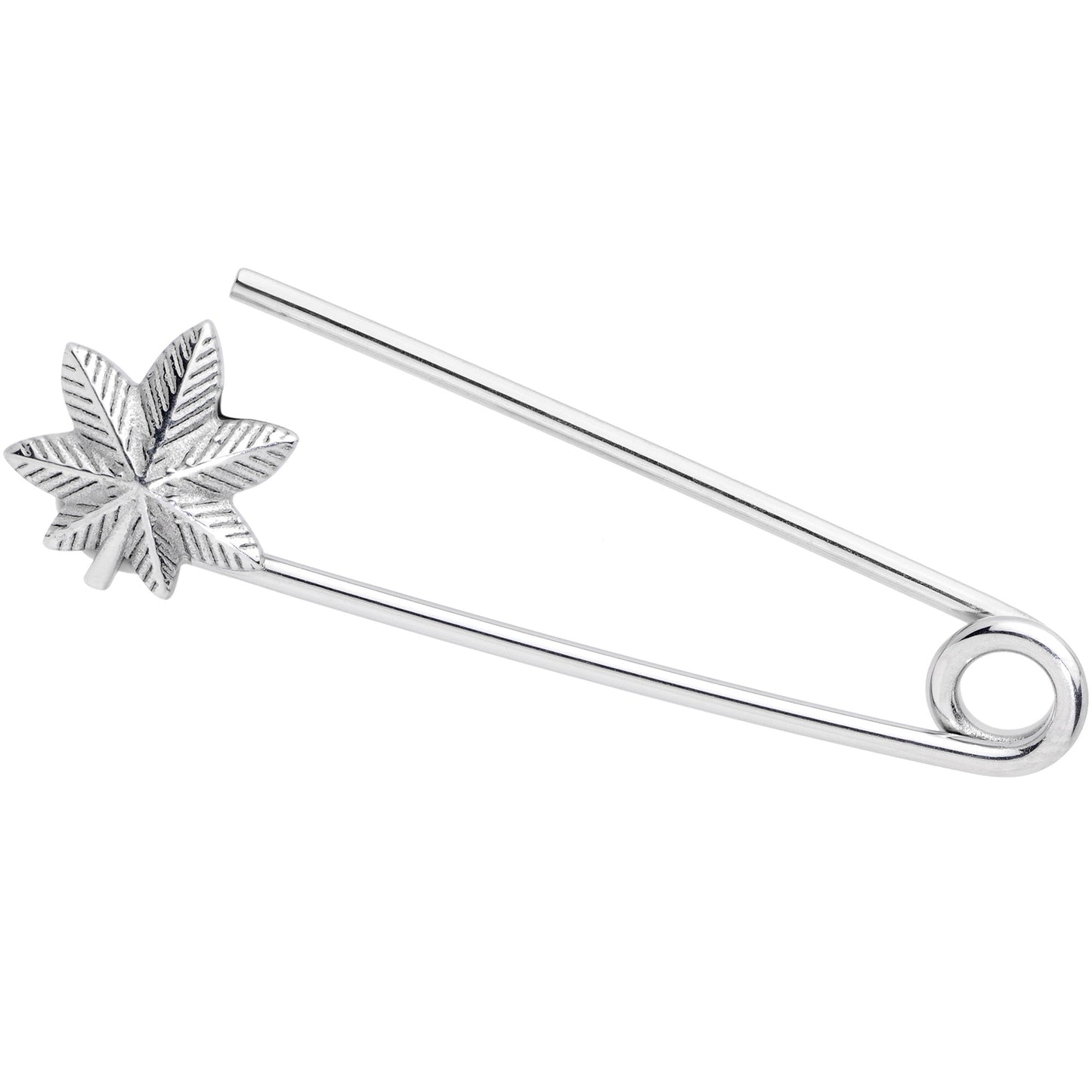 14G Pot Leaf Punk Rock Safety Pin Industrial Barbell 38mm