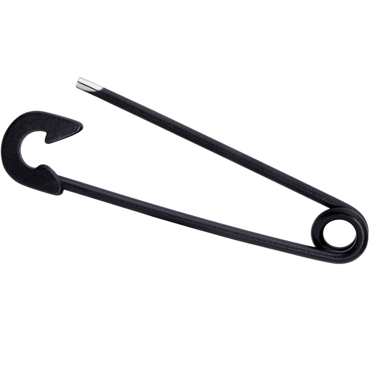 14G Black Matte Punk Rock Safety Pin Industrial Barbell 38mm