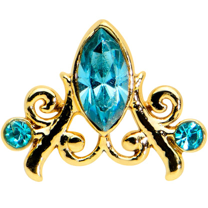 16G 5/16 Blue Gem Gold Tone Elegant Diadem Labret Monroe Tragus