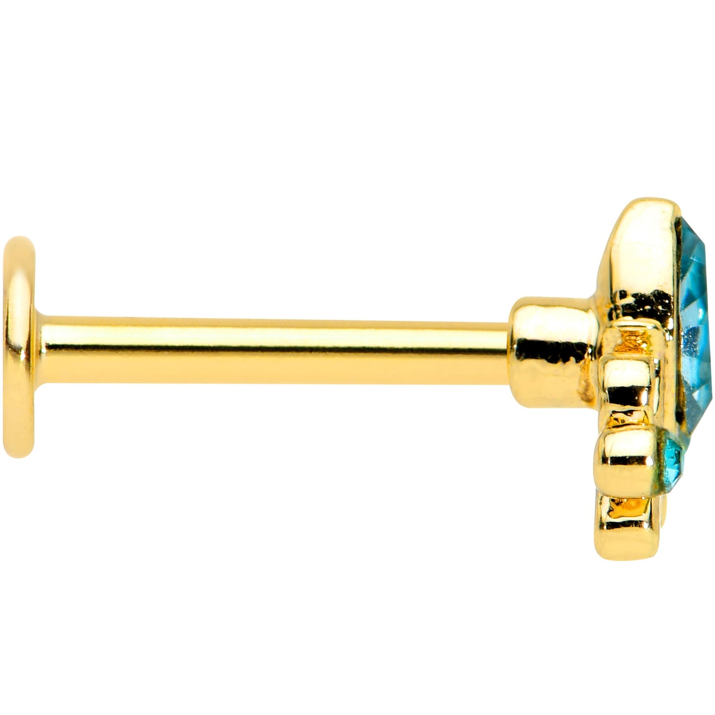 16G 5/16 Blue Gem Gold Tone Elegant Diadem Labret Monroe Tragus