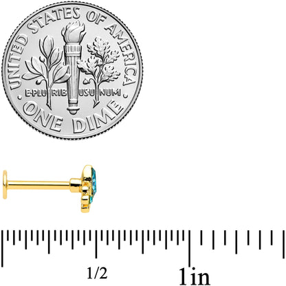 16G 5/16 Blue Gem Gold Tone Elegant Diadem Labret Monroe Tragus