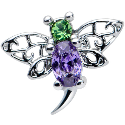 16G 1/4 Green Purple Gem Dragonfly Cartilage Tragus Earring