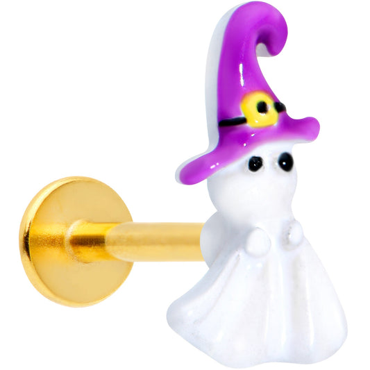16G 5/16 Gold Tone Ghost Witch Halloween Labret Monroe Tragus
