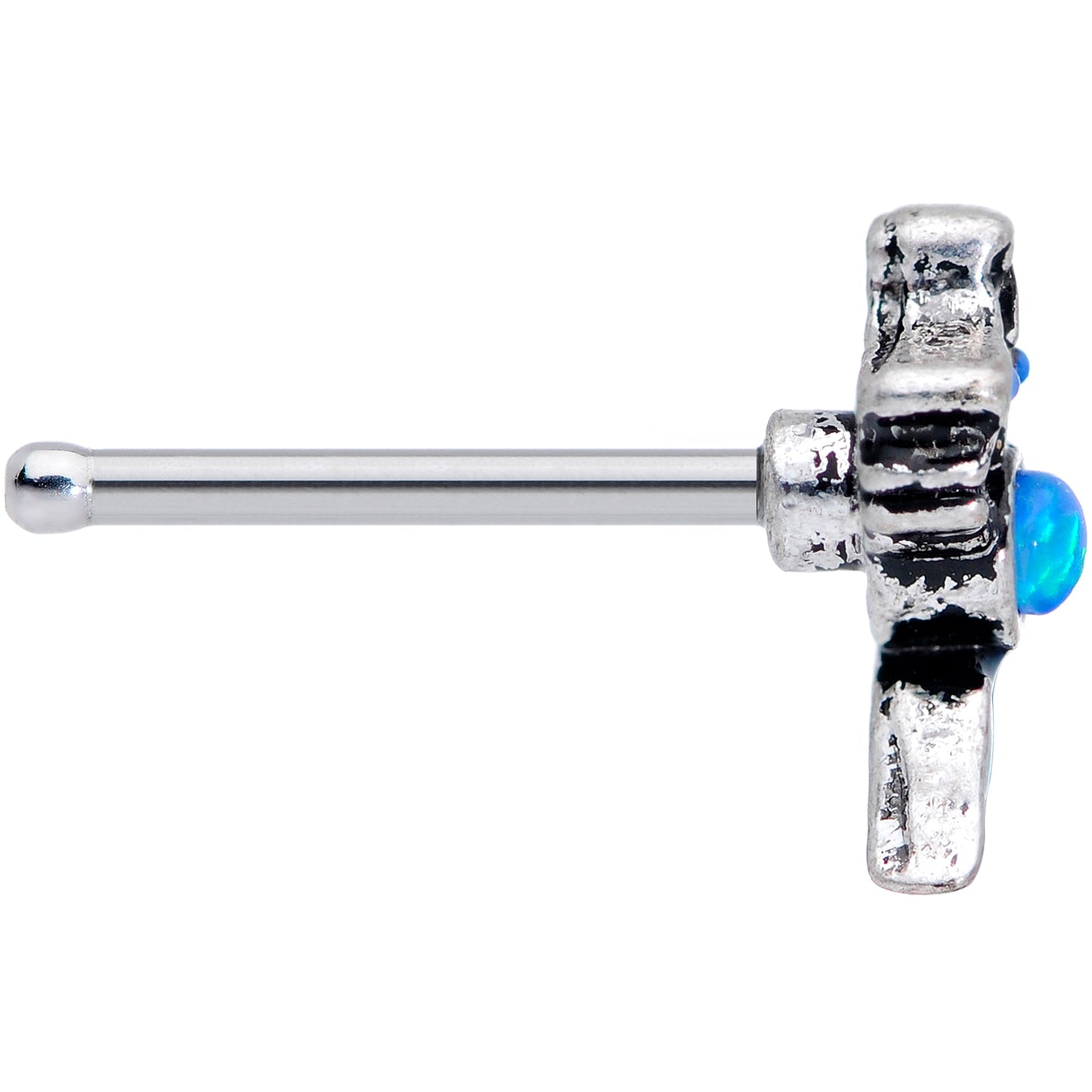 20G 1/4 Blue Synthetic Opal Blue Tail Mermaid Nose Bone