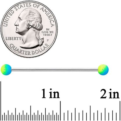 14G Blue Green Ombre Soft Finish Industrial Barbell 38mm