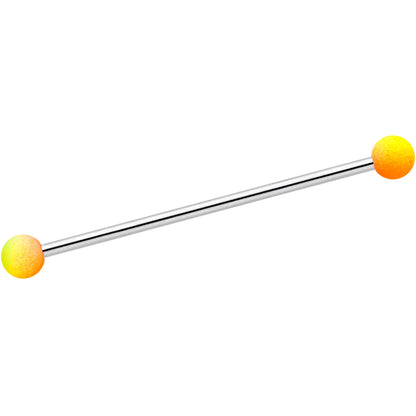 14G Orange Yellow Ombre Soft Finish Industrial Barbell 38mm