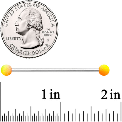 14G Orange Yellow Ombre Soft Finish Industrial Barbell 38mm