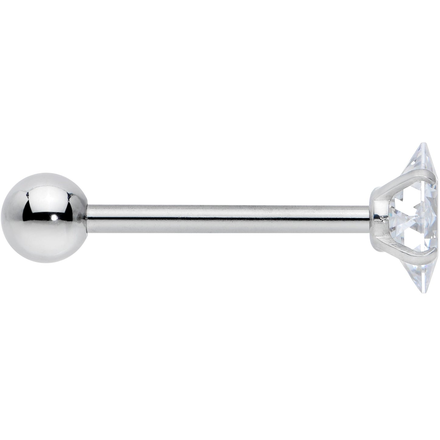 Clear CZ Gem Rhombus Top Barbell Tongue Ring