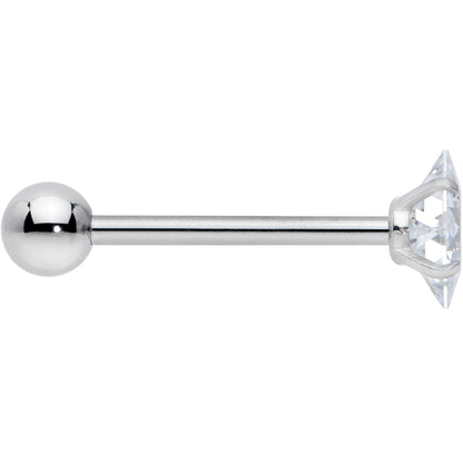 Clear CZ Gem Rhombus Top Barbell Tongue Ring