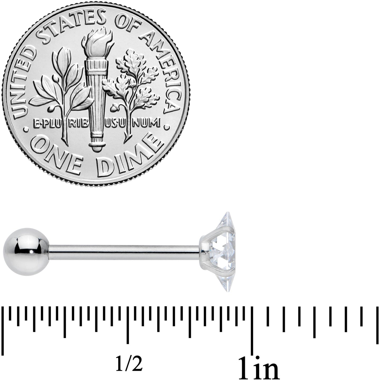 Clear CZ Gem Rhombus Top Barbell Tongue Ring