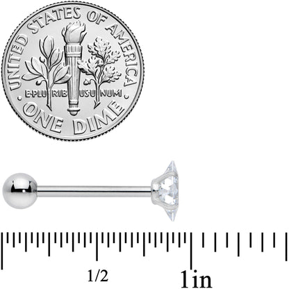Clear CZ Gem Rhombus Top Barbell Tongue Ring