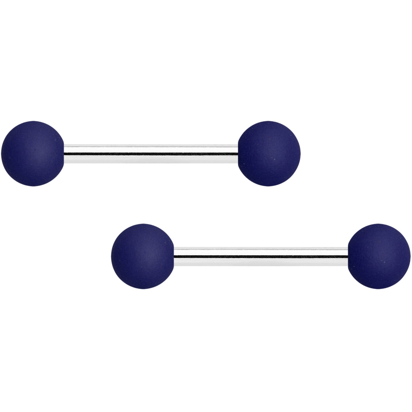 14G 9/16 Navy Blue Soft Finish Barbell Nipple Ring Set