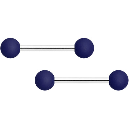 14G 9/16 Navy Blue Soft Finish Barbell Nipple Ring Set
