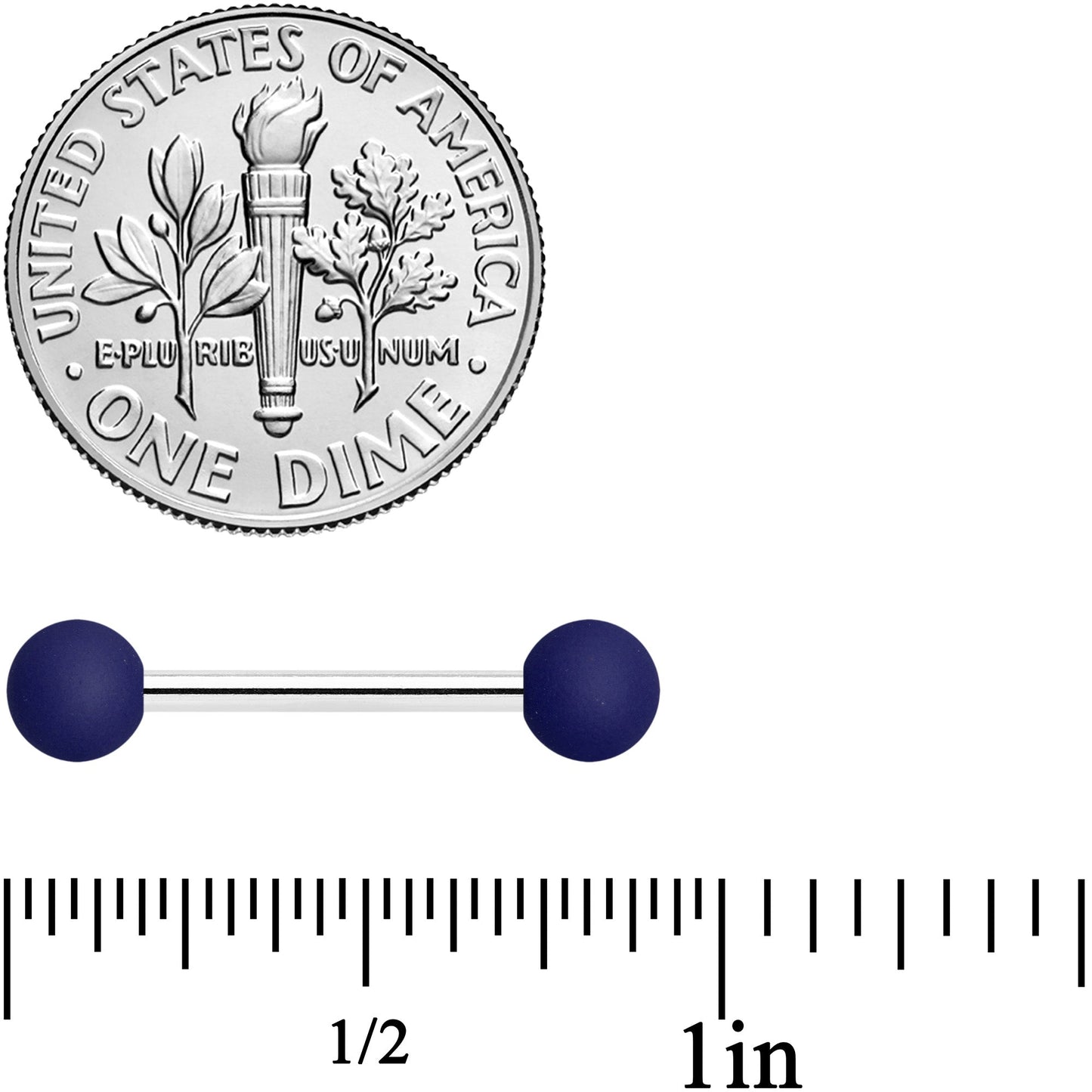 14G 9/16 Navy Blue Soft Finish Barbell Nipple Ring Set