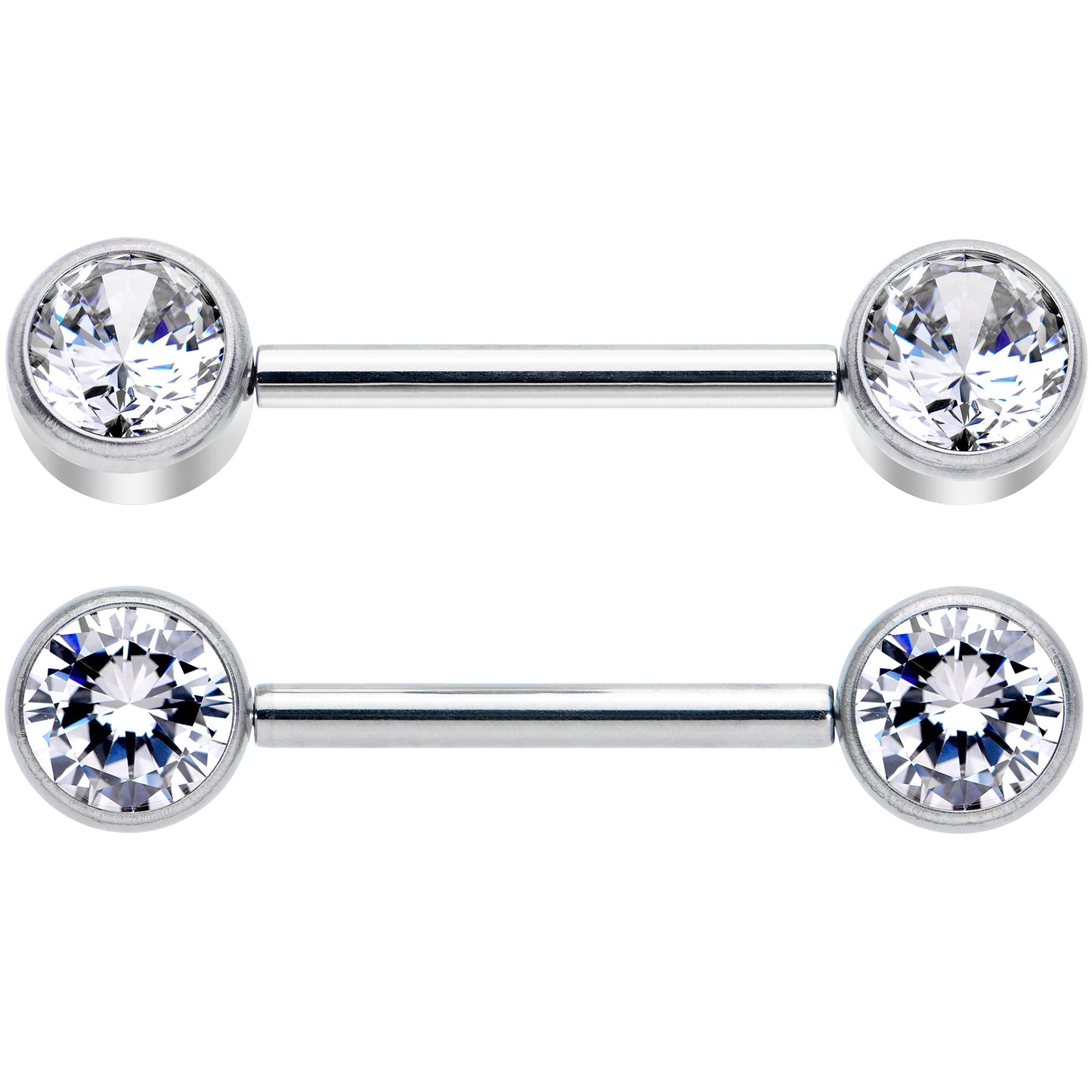 14G 9/16 Clear CZ Gem G23 Titanium Threadless Nipple Ring Set