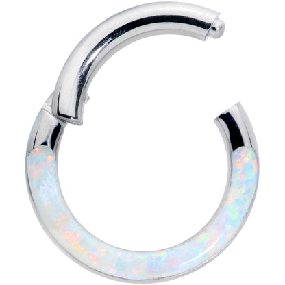 16G 1/4 White Synthetic Opal Implant Grade Titanium Segment Ring