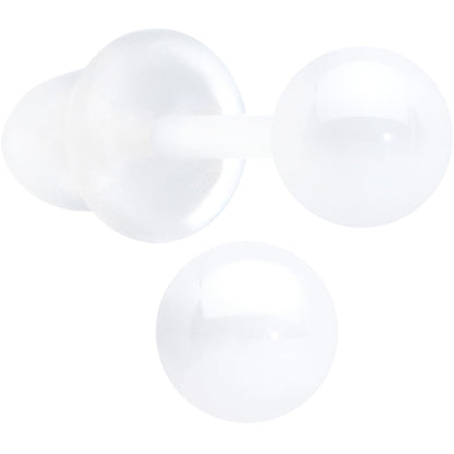 4mm White Ceramic Ball Stud Earrings 18G