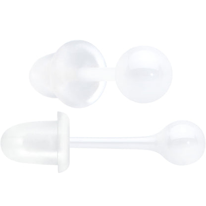 4mm White Ceramic Ball Stud Earrings 18G