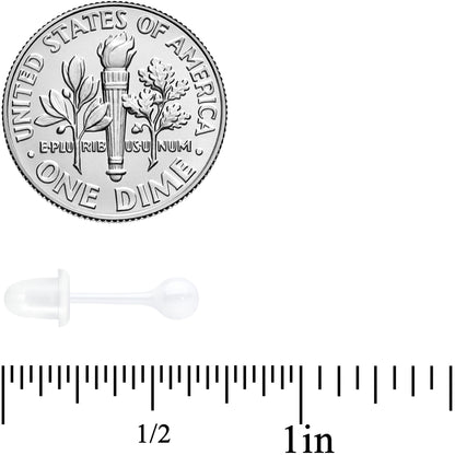 4mm White Ceramic Ball Stud Earrings 18G