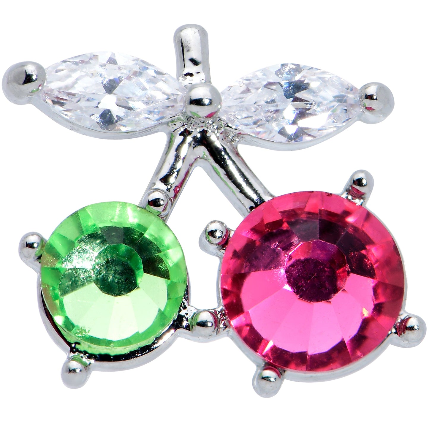 16G 5/16 Red Green CZ Gem Internal Thread Cherries Labret Tragus