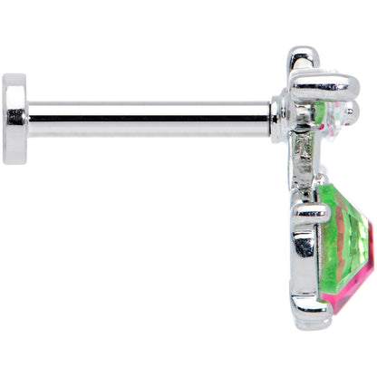 16G 5/16 Red Green CZ Gem Internal Thread Cherries Labret Tragus