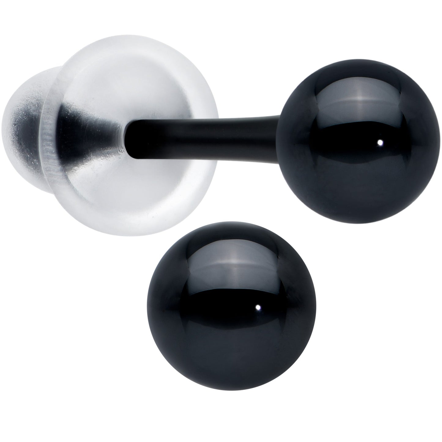 4mm Black Ceramic Ball Stud Earrings 18G