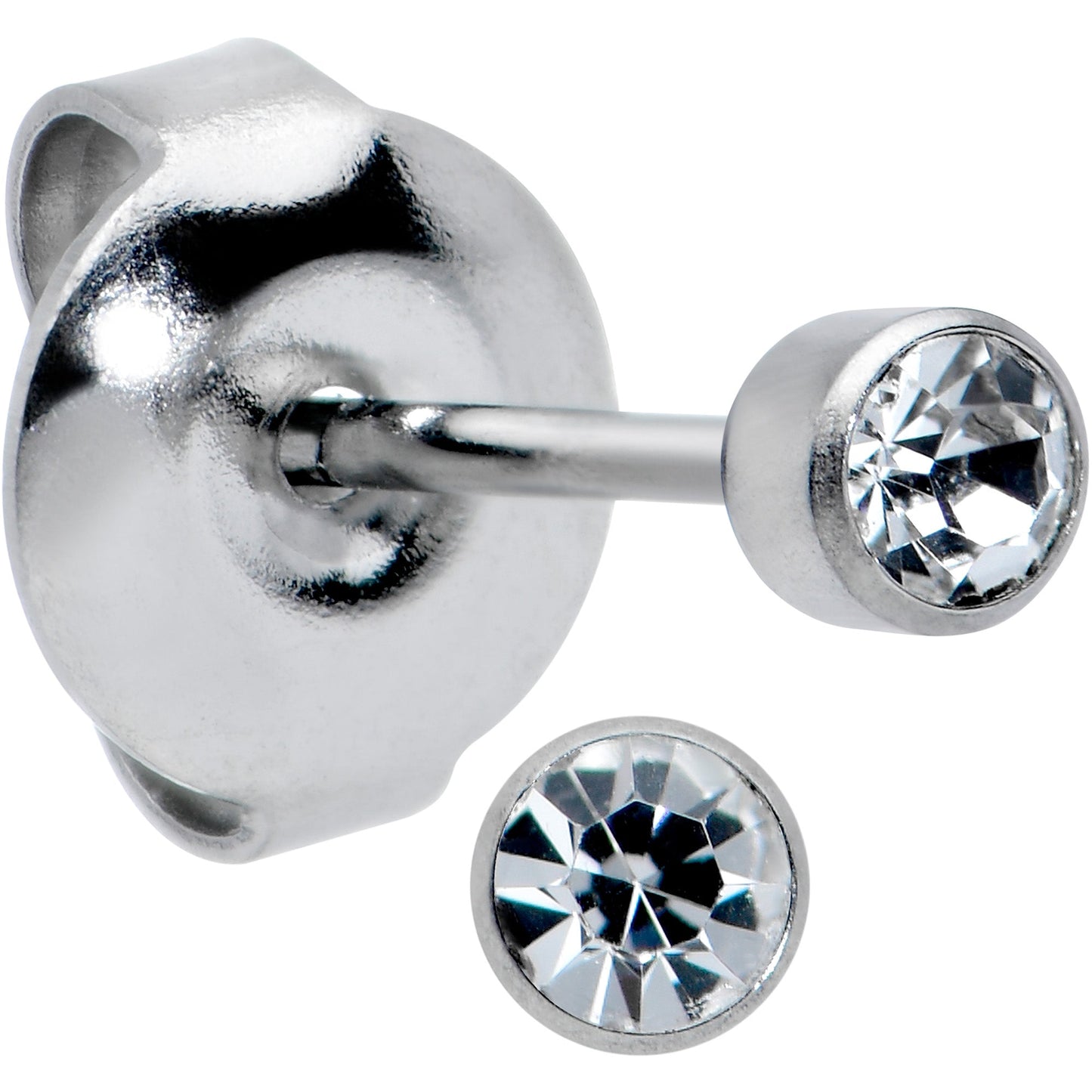 3mm Cubic Zirconia Bezel G23 Titanium Post Stud Earrings