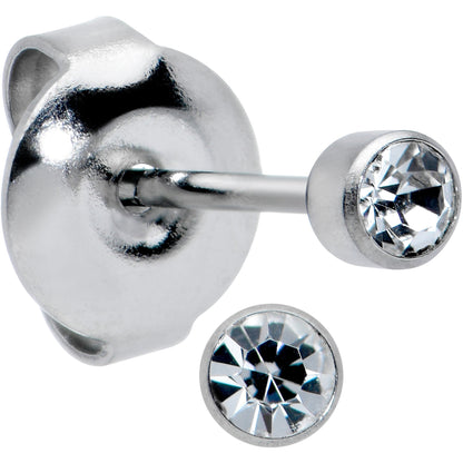3mm Cubic Zirconia Bezel G23 Titanium Post Stud Earrings