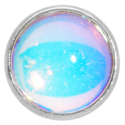 16G 1/4 White Faux Opal Internally Threaded Labret Monroe Tragus
