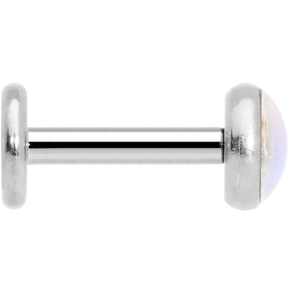 16G 1/4 White Faux Opal Internally Threaded Labret Monroe Tragus
