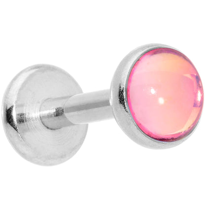16G 1/4 Pink Faux Opal Internally Threaded Labret Monroe Tragus