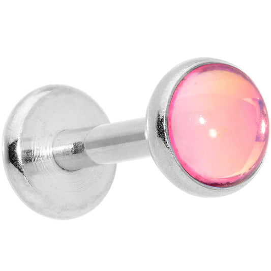 16G 1/4 Pink Faux Opal Internally Threaded Labret Monroe Tragus