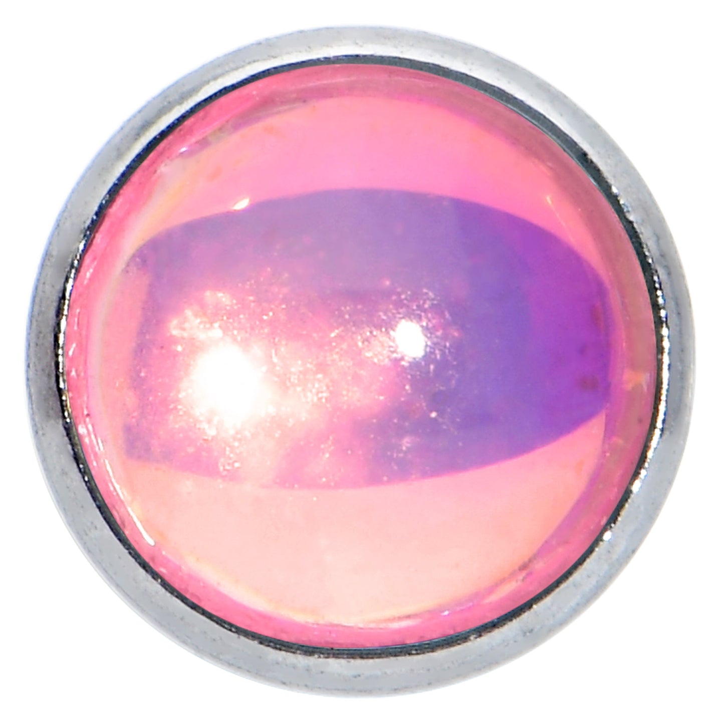 16G 1/4 Pink Faux Opal Internally Threaded Labret Monroe Tragus
