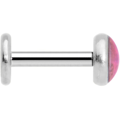 16G 1/4 Pink Faux Opal Internally Threaded Labret Monroe Tragus