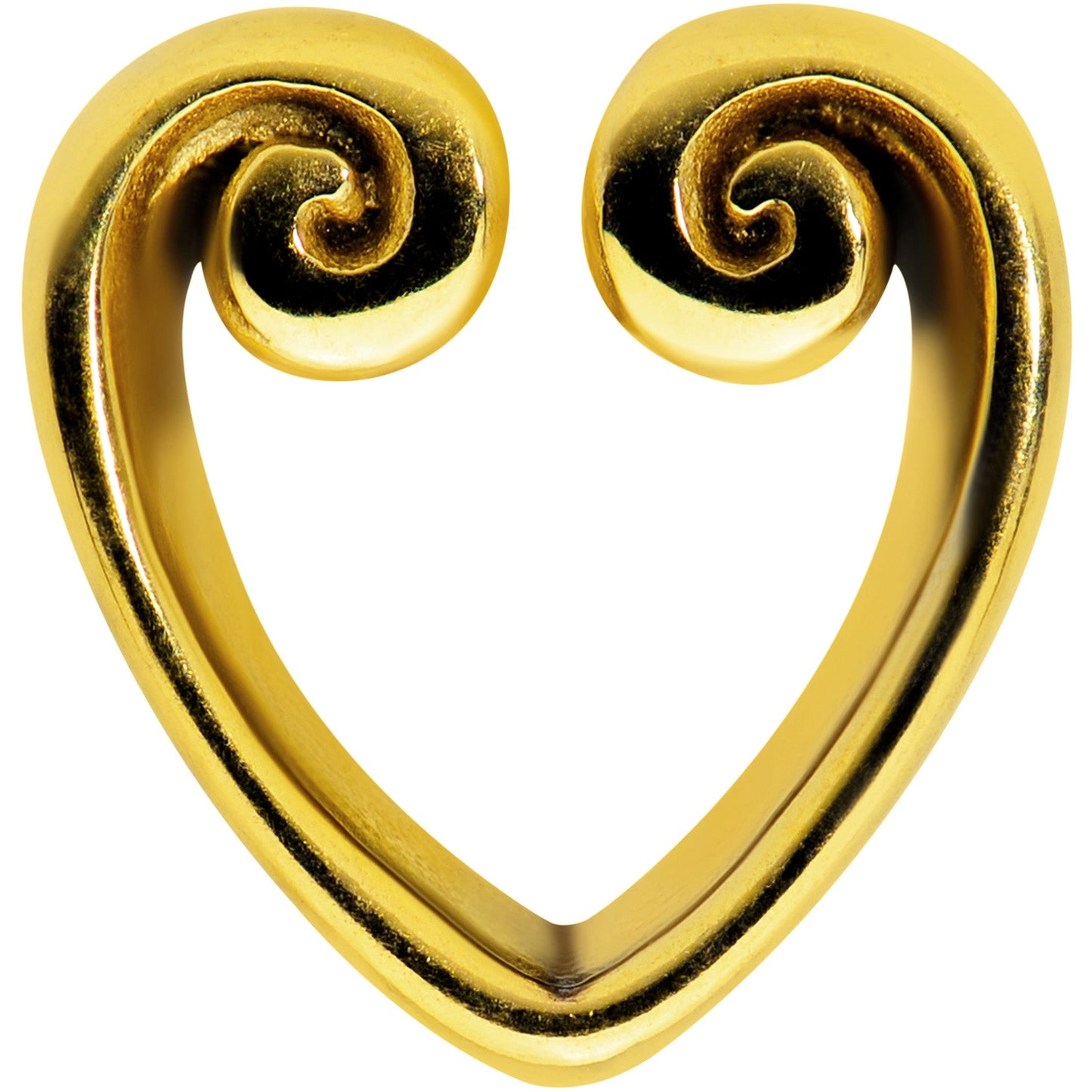 Gold Tone Curled Heart Valentines Day Tunnel Plug Set