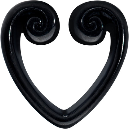 Black Curled Heart Valentines Day Tunnel Plug Set