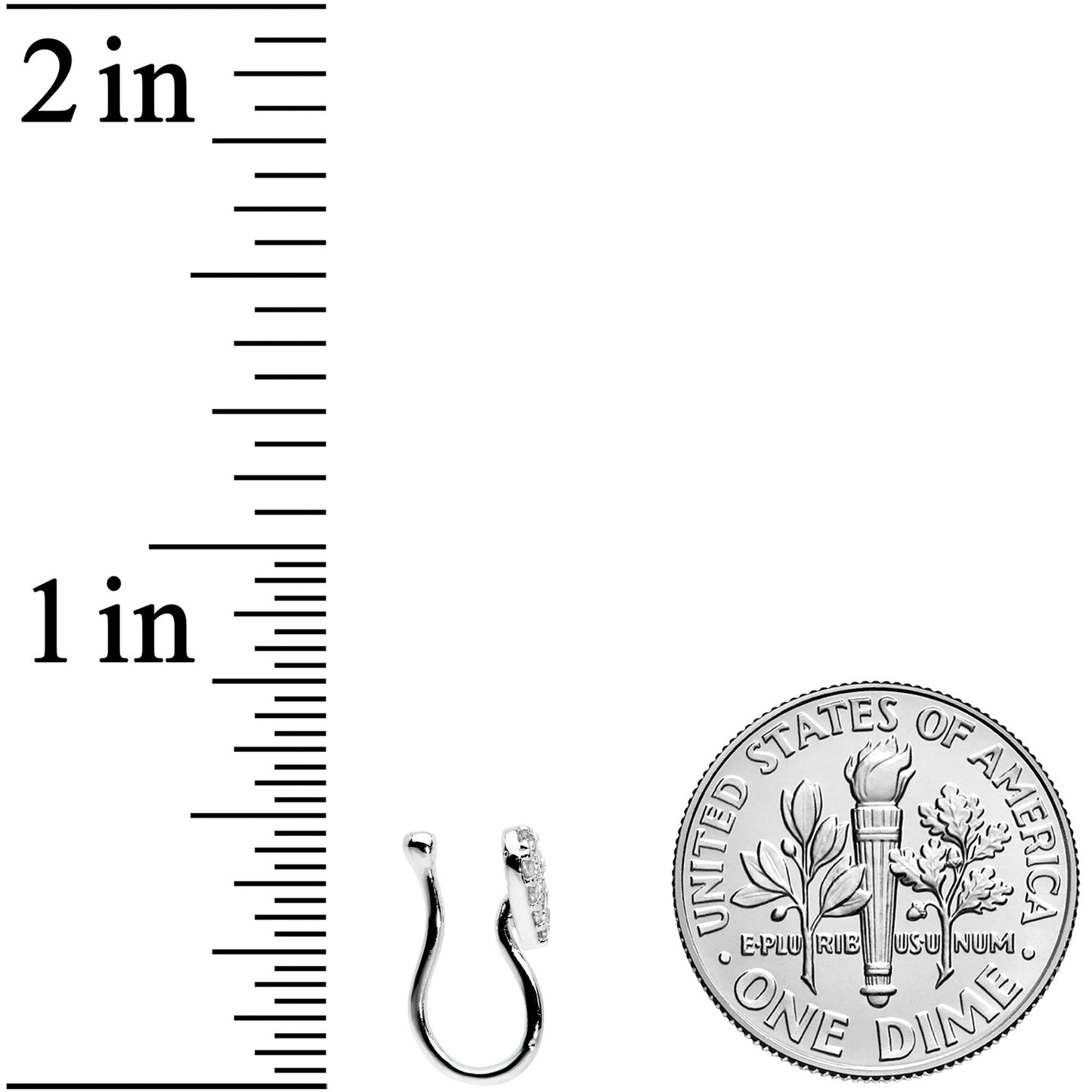 Clear CZ Gem Paved Heart Clip On Fake Nose Ring