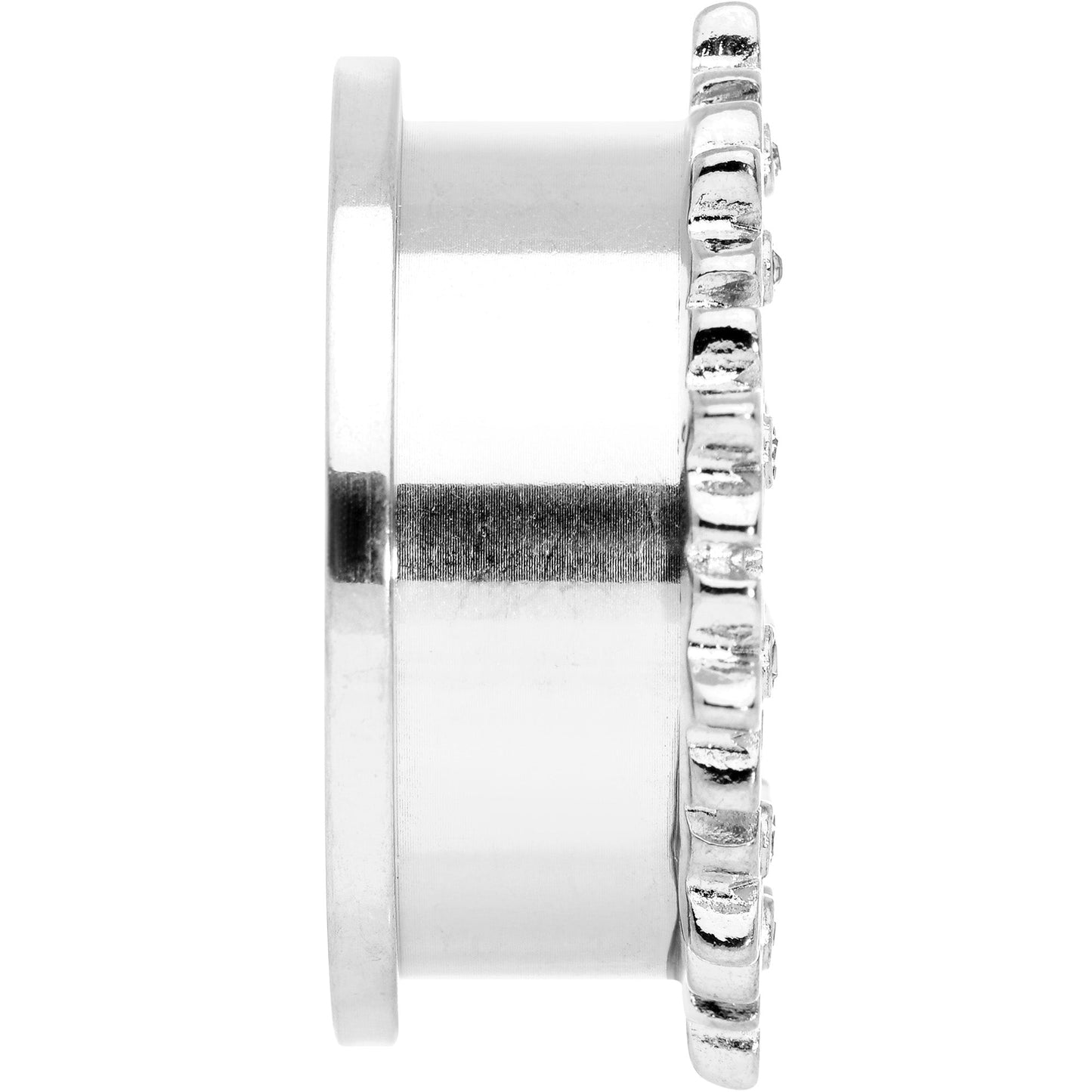 Clear Gem White Leaves Screw Fit Tunnel Plug Set