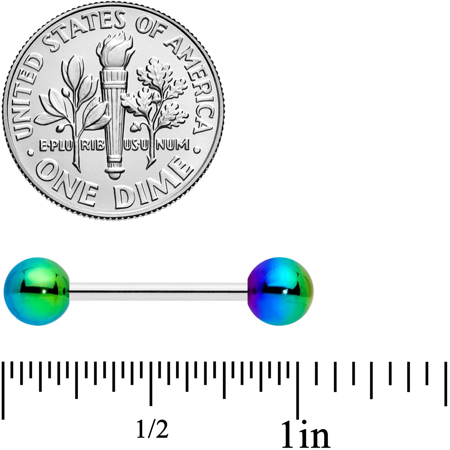 Aurora Iridescent Finish Barbell Tongue Ring