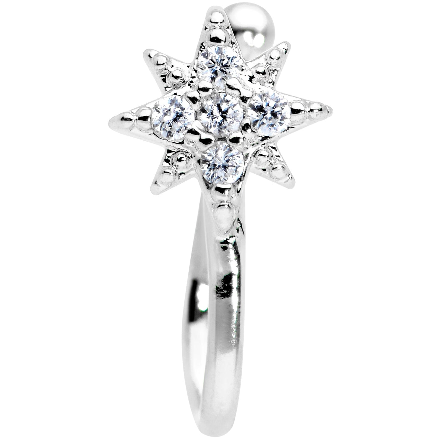Clear Gem Compass Star Clip On Fake Nose Ring